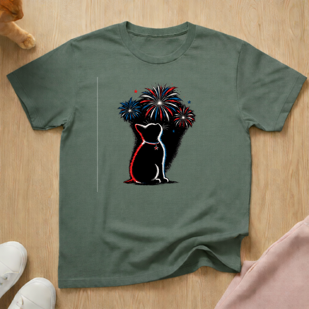 Fireworks kitten T-shirt