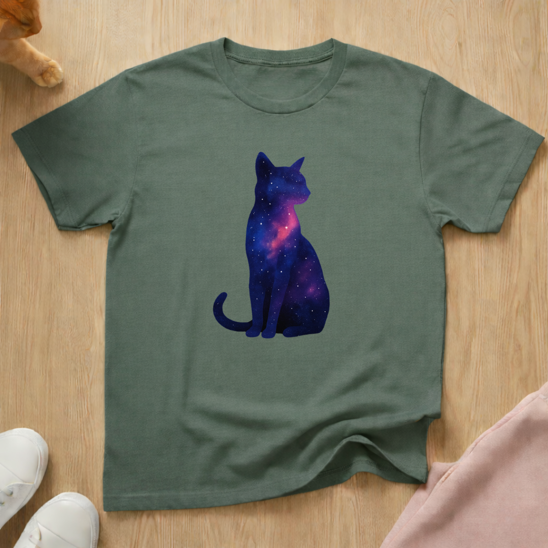 Milky way silhouette cat T-shirt