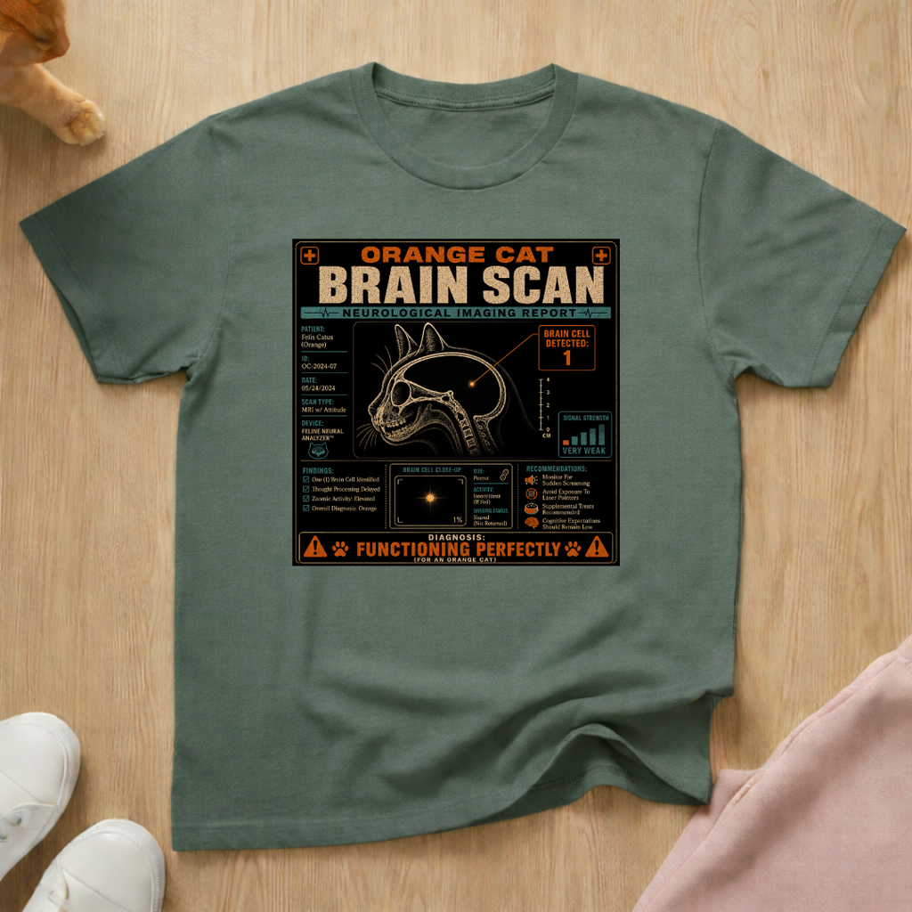 Orange cat brain scan T-shirt