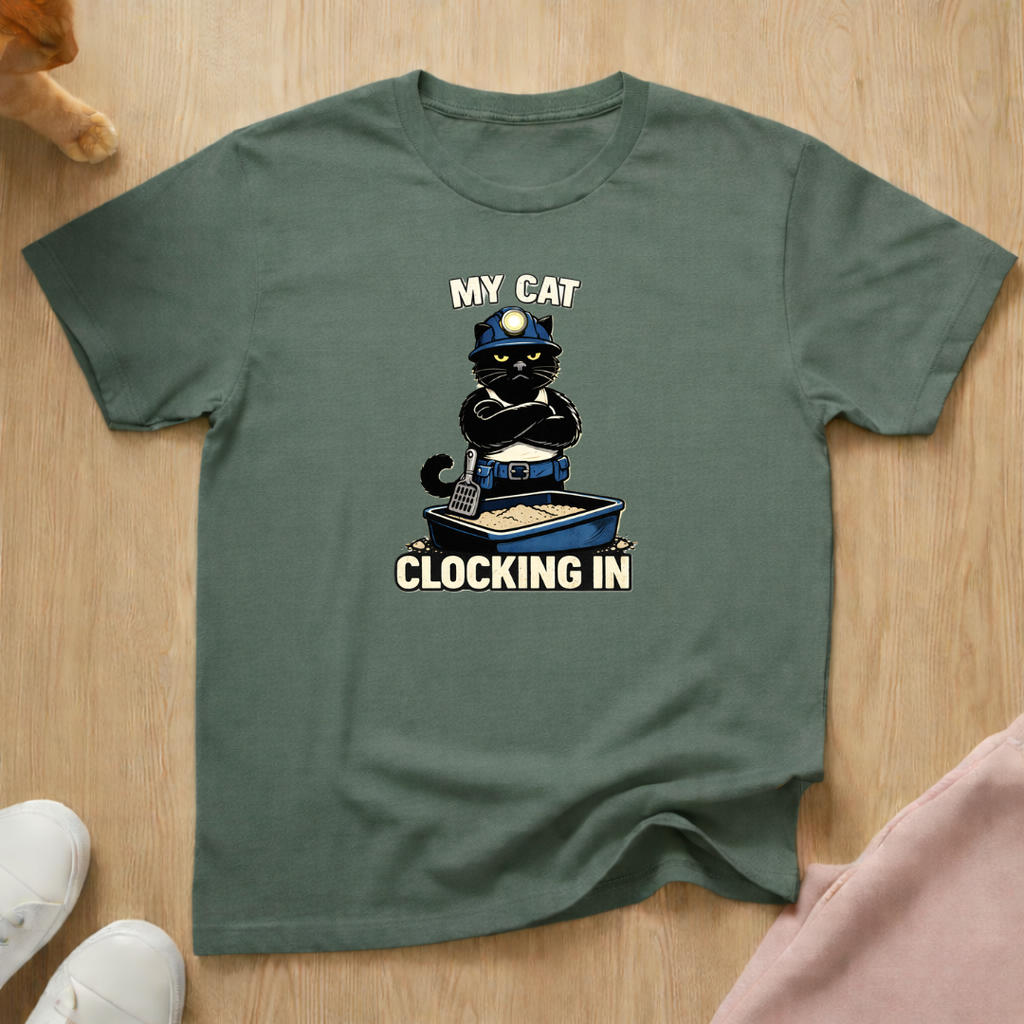 My cat clocking in T-shirt
