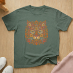 Floral cat face 2 cat T-shirt