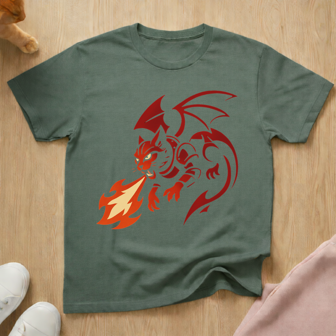 Dragon cat flame cat T-shirt