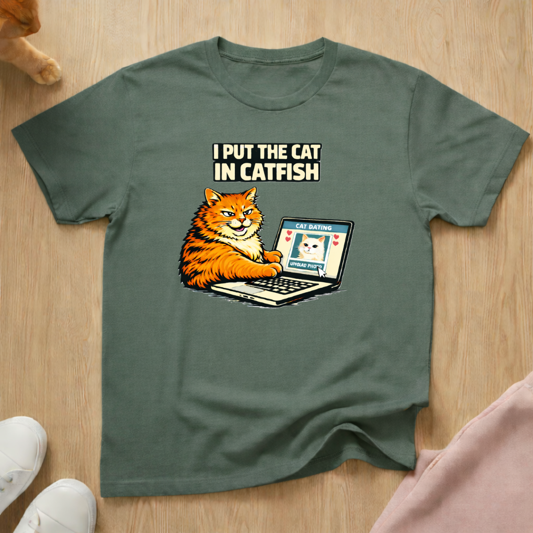 Cat in catfish T-shirt