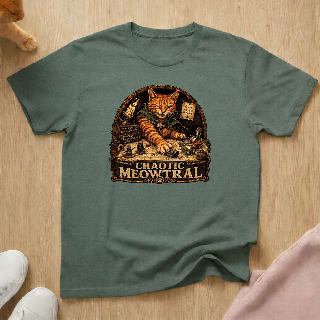 RPG player chaotic meowtral T-shirt