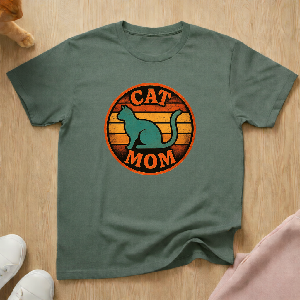 Retro cat mom cat T-shirt