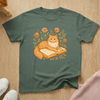 Orange Tabby Book cat T-shirt