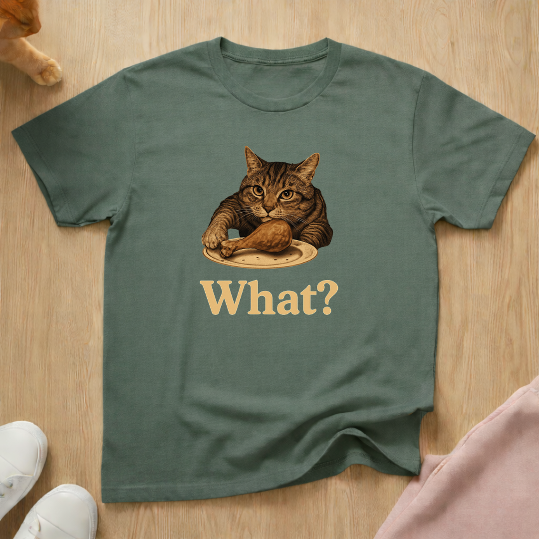 What? cat taking chicken T-shirt