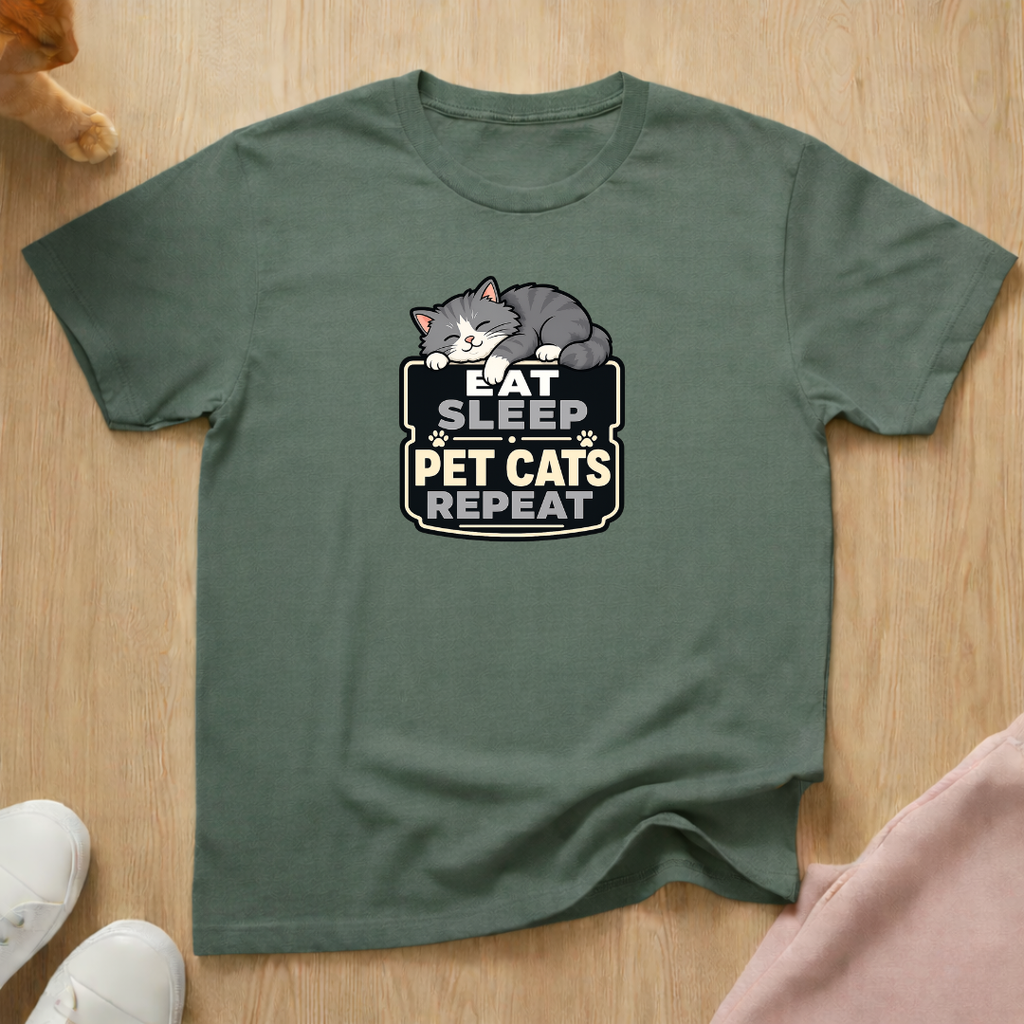 Eat sleep pet cats T-shirt