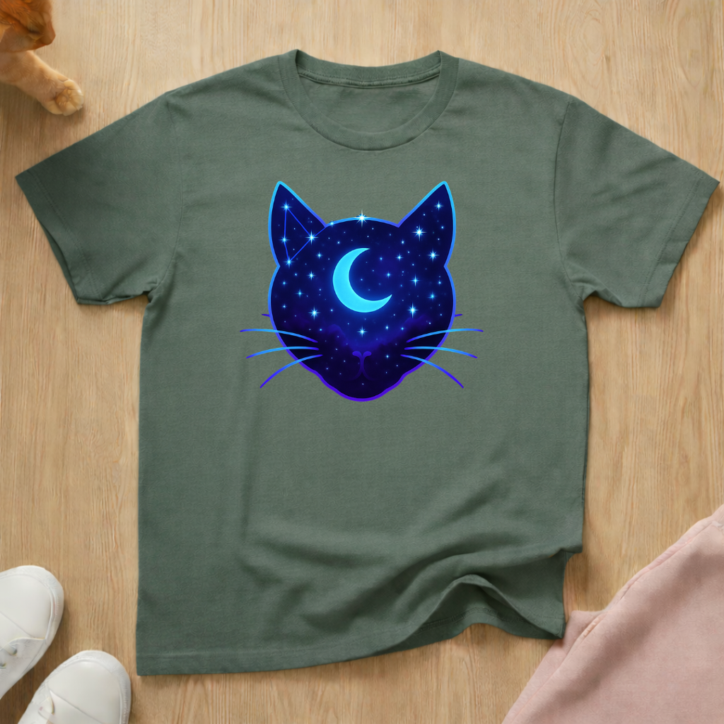 Stars and Moon silhouette cat T-shirt
