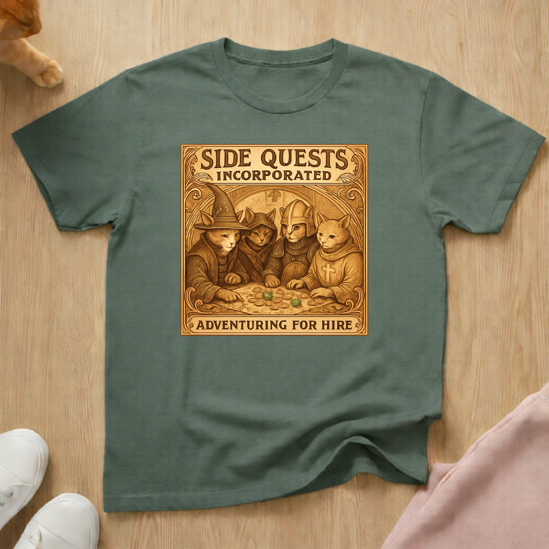 Side Quests cat T-shirt