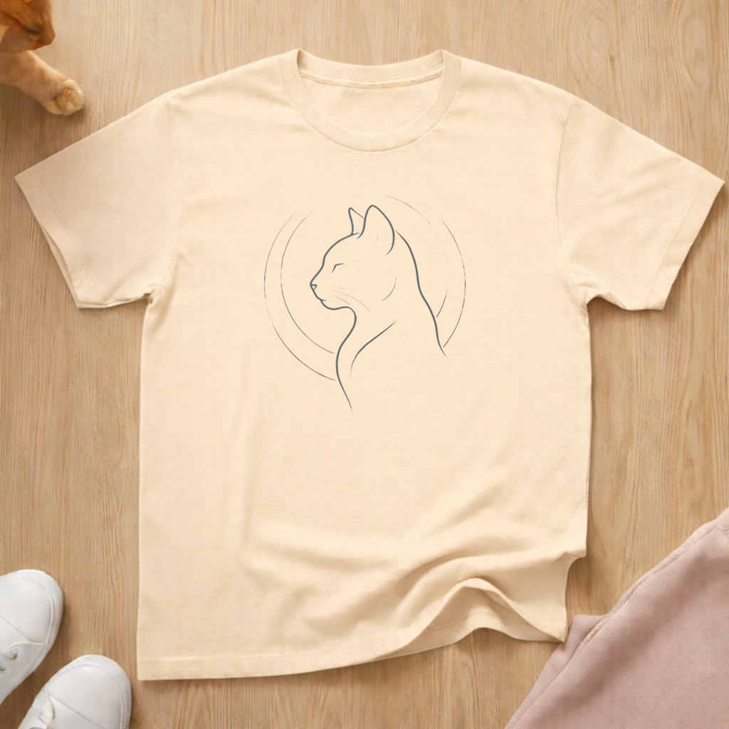 Cat line art T-shirt