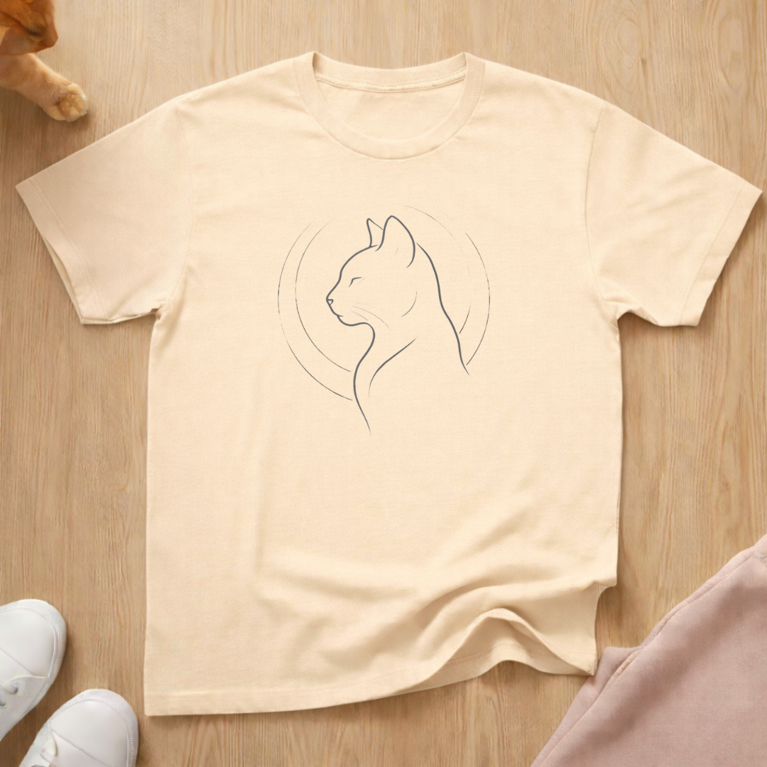 Cat line art T-shirt