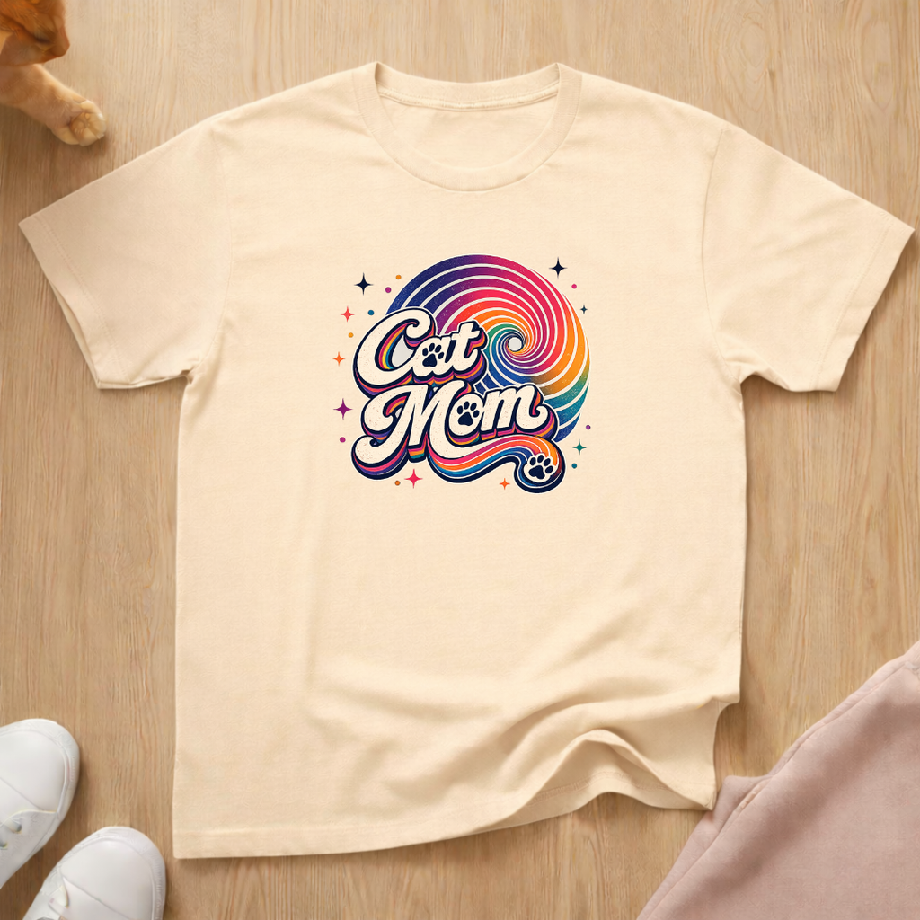 Cat mom rainbow T-shirt