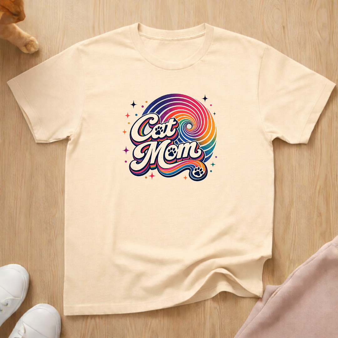 Cat mom rainbow T-shirt