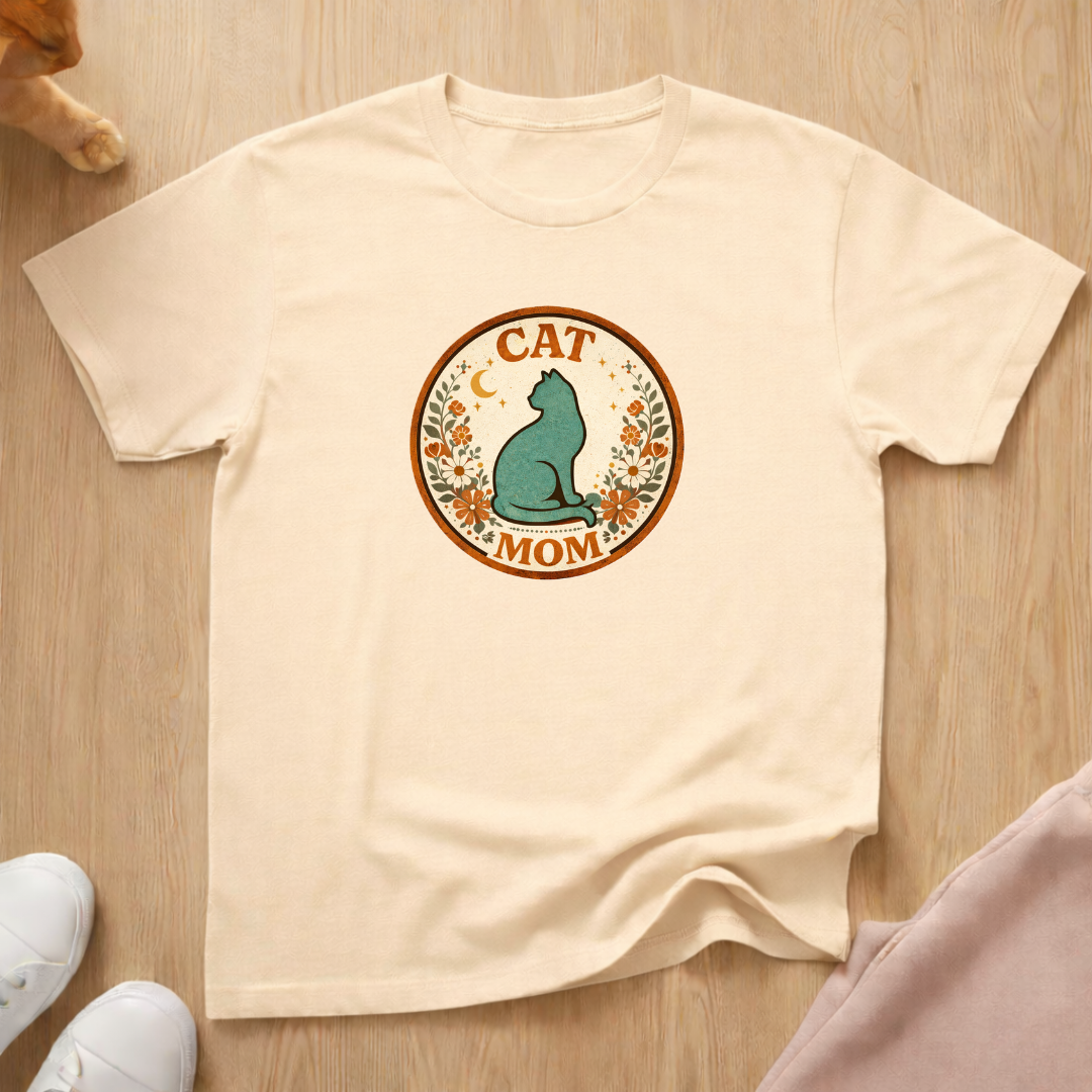 Boho cat mom T-shirt