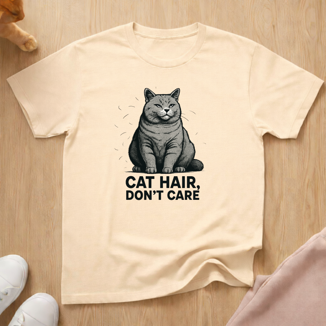 Cat Hair, Don't Care 2 cat T-shirt