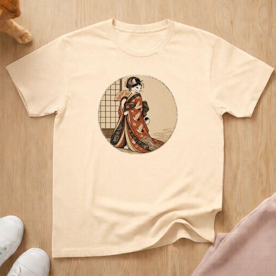 Geisha cat fan T-shirt