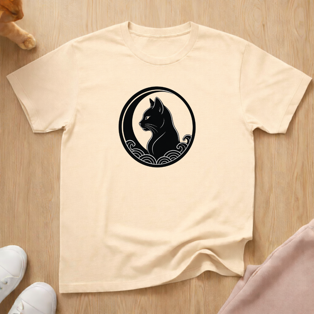 Moon cat and waves T-shirt