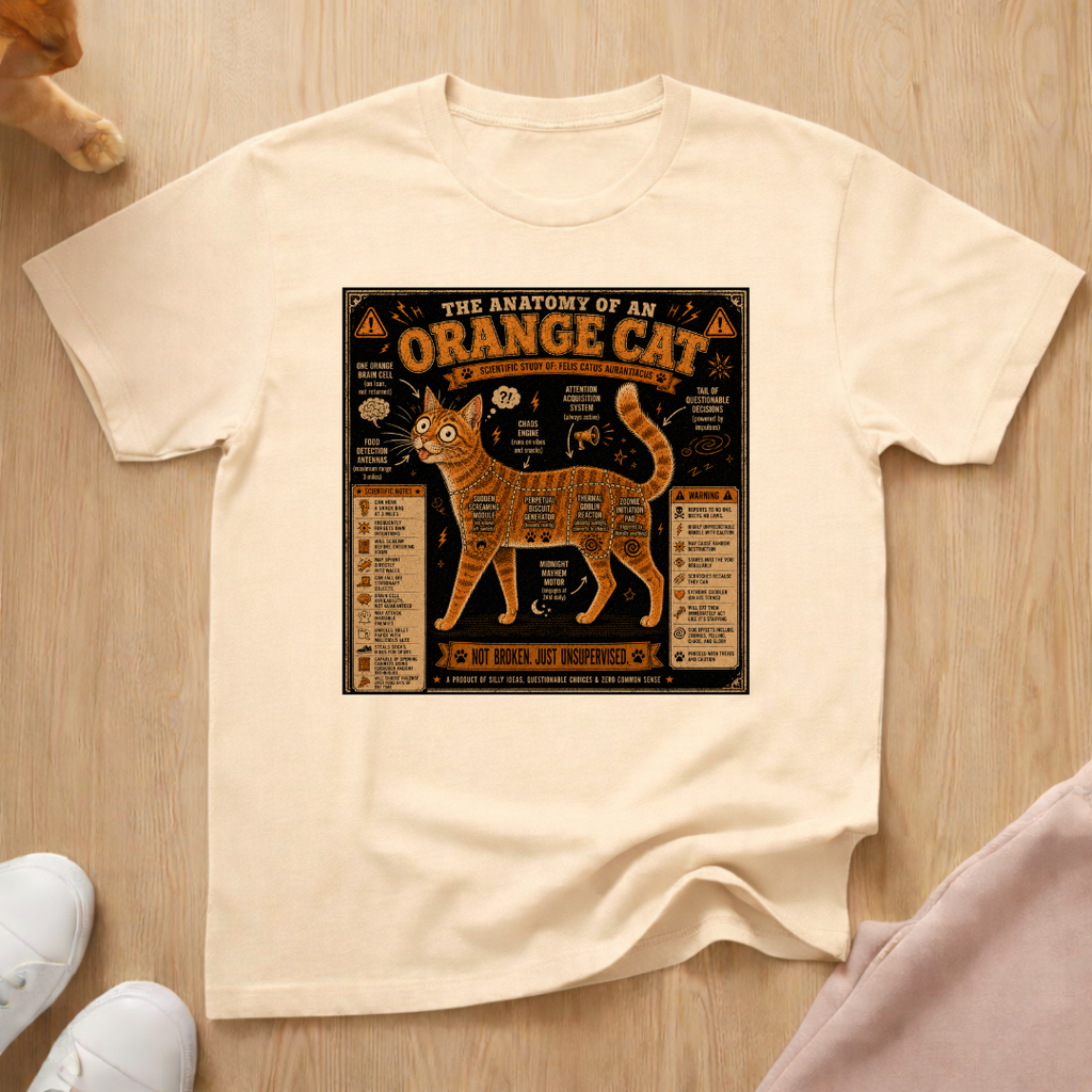 Anatomy of an orange cat T-shirt