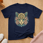 Floral cat face cat T-shirt