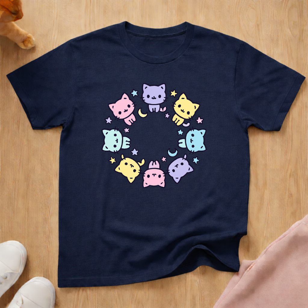 Cute cat circle cat T-shirt