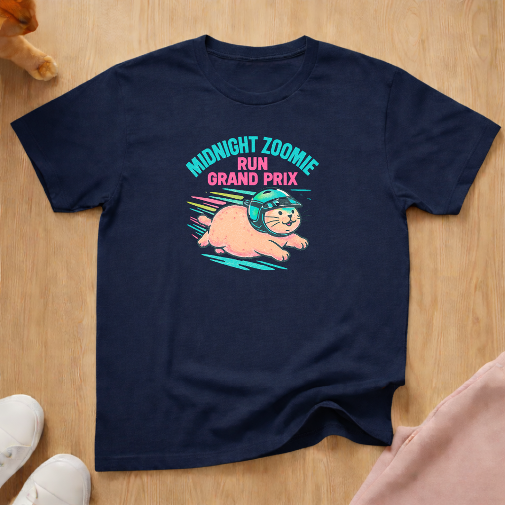 Midnight Zoomie Run cat T-shirt