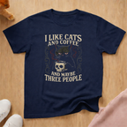 I like Cats, Coffee, 3 People cat T-shirt