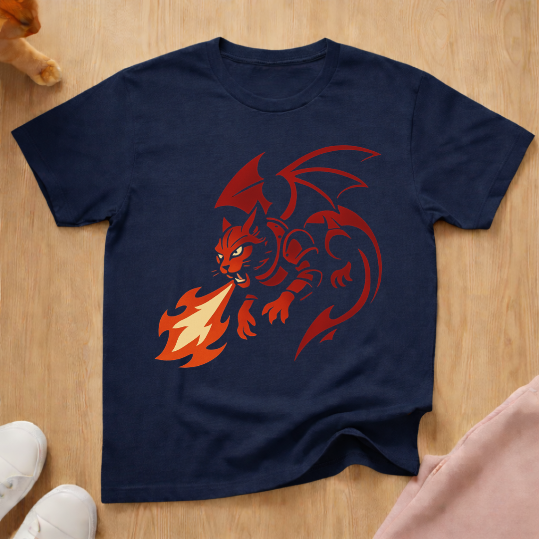 Dragon cat flame cat T-shirt