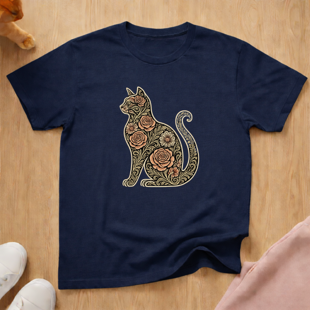 Floral silhouette 3 cat T-shirt