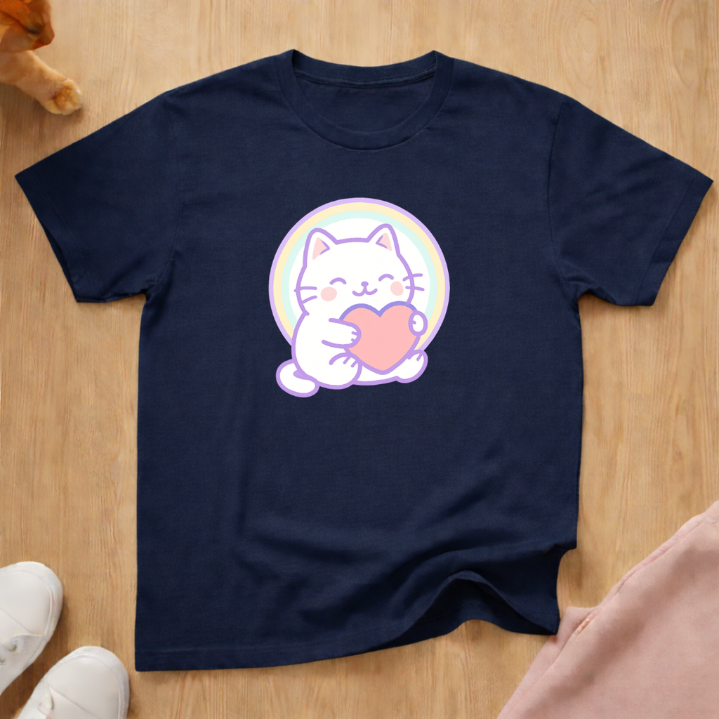 Cute heart cat T-shirt