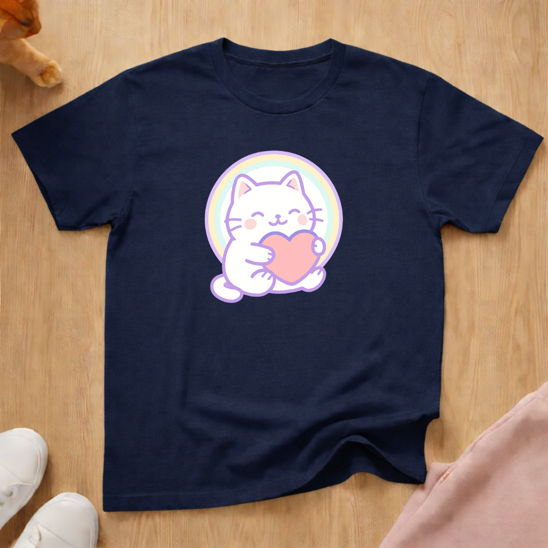 Cute heart cat T-shirt