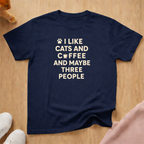 I like cats, coffee, 3 people 2 cat T-shirt