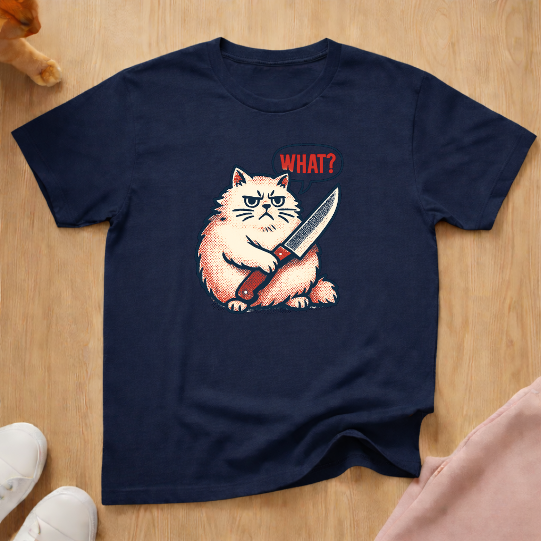 Chonky What? knife cat T-shirt
