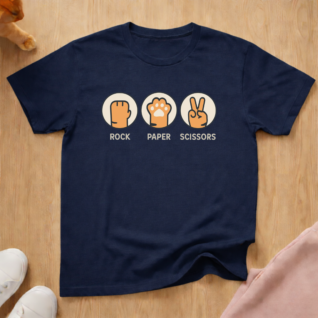 Rock Paper Scissors cat T-shirt