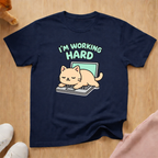 Working hard cat T-shirt