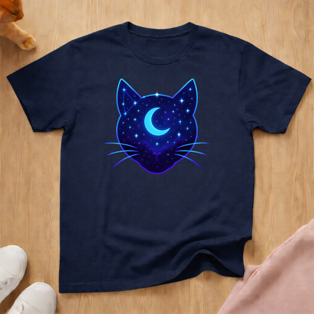 Stars and Moon silhouette cat T-shirt