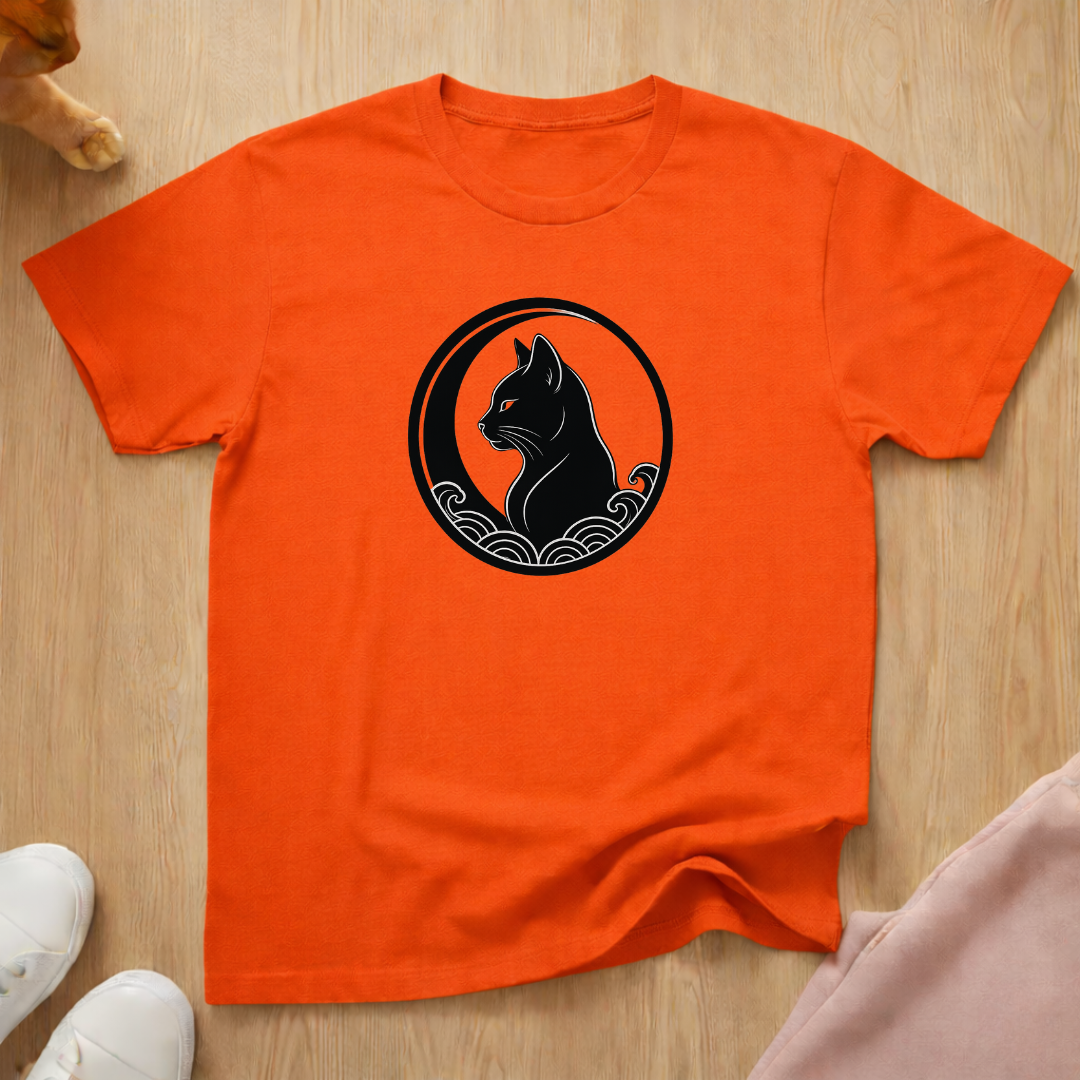 Moon cat and waves T-shirt