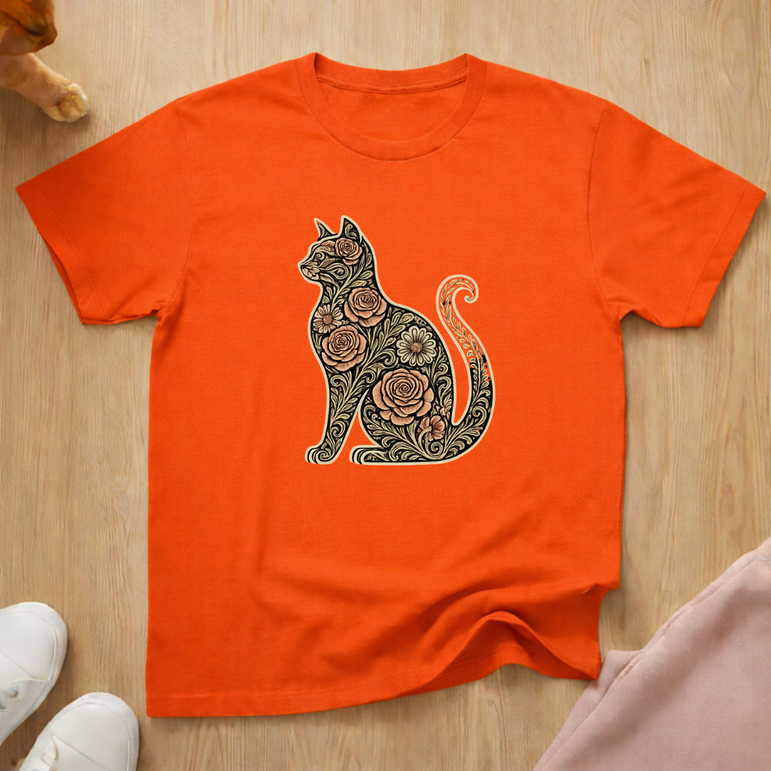 Floral silhouette 3 cat T-shirt