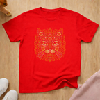 Floral cat face 2 cat T-shirt