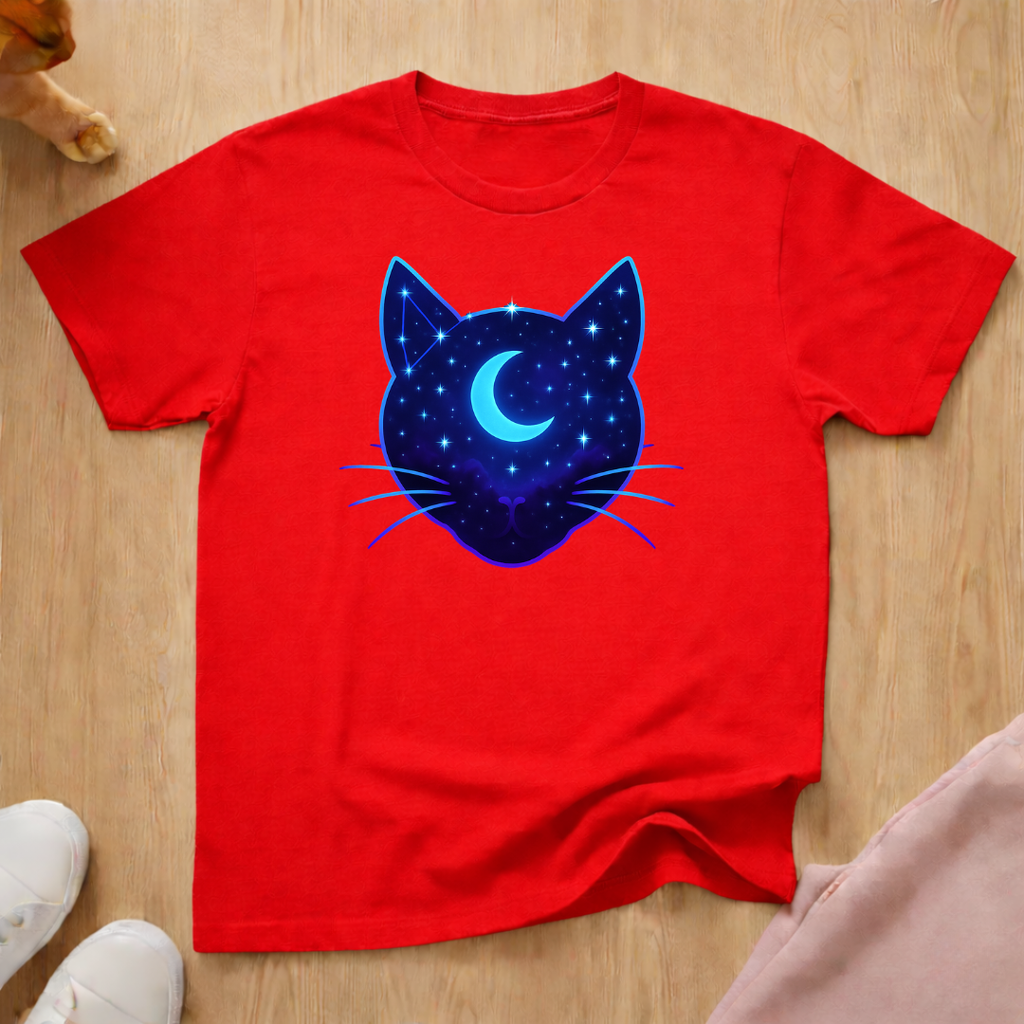 Stars and Moon silhouette cat T-shirt