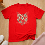 Floral cat silhouette 2 cat T-shirt