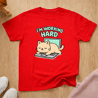 Working hard cat T-shirt