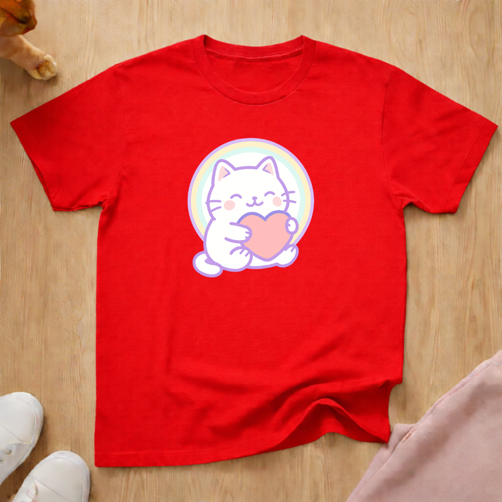 Cute heart cat T-shirt