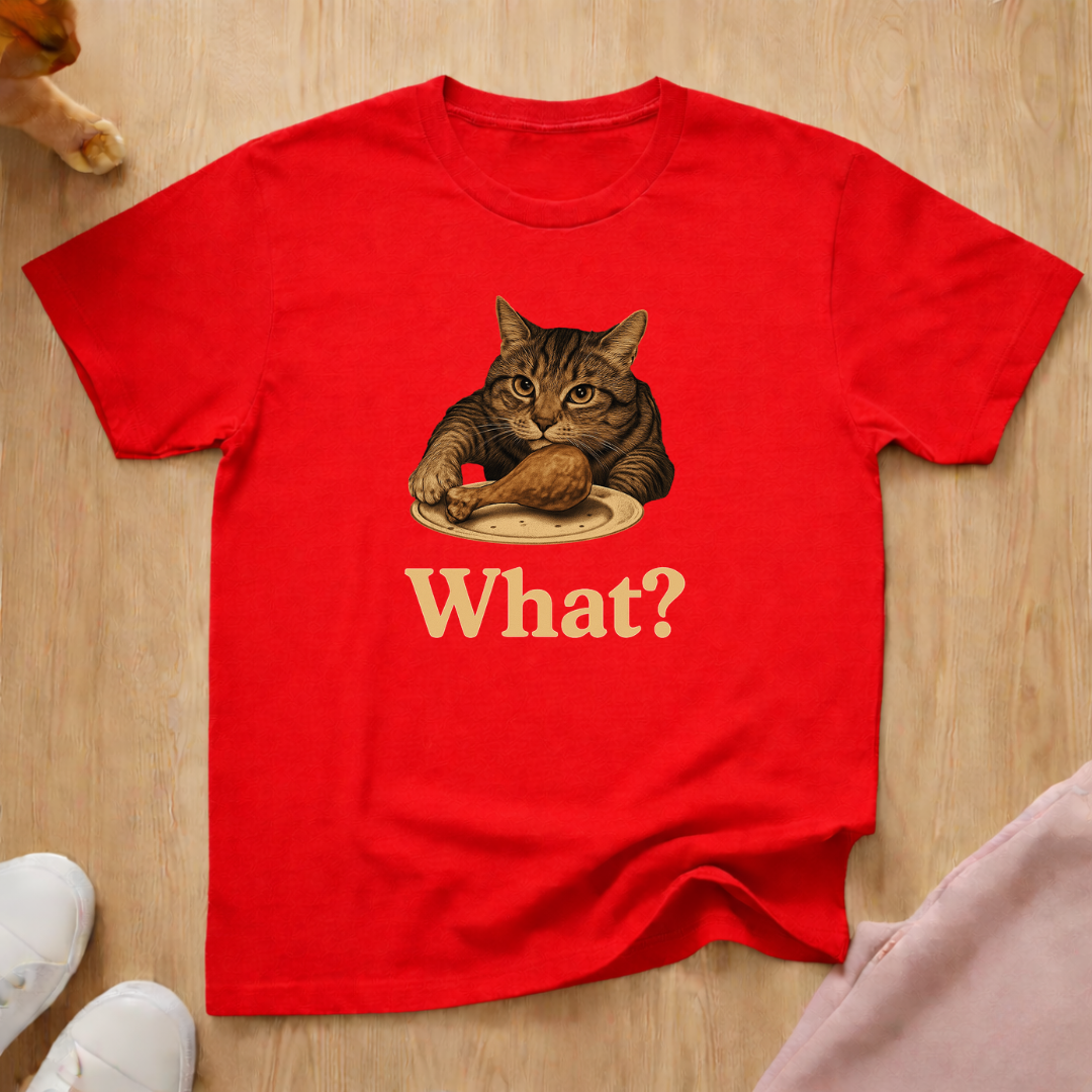 What? cat taking chicken T-shirt