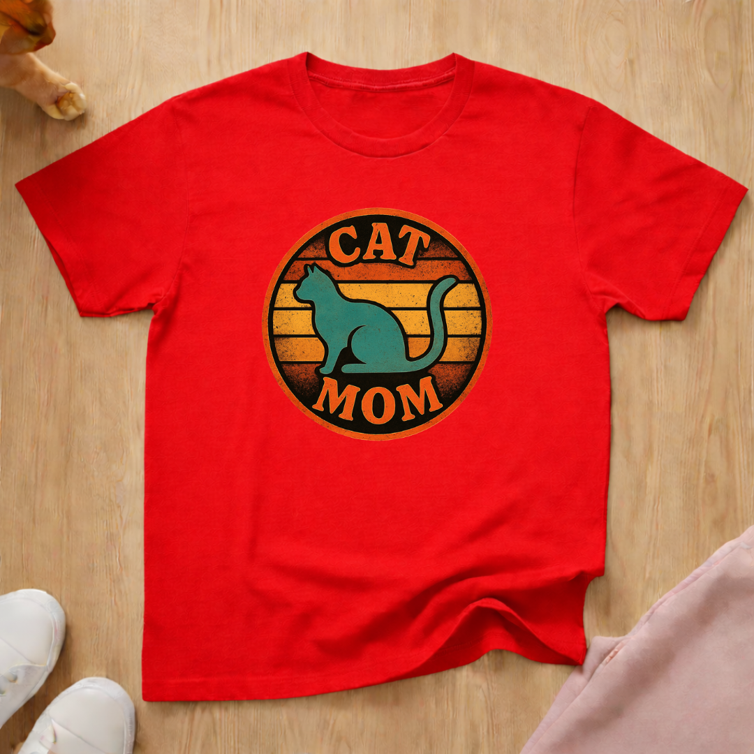 Retro cat mom cat T-shirt