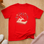 Cat on Book 2 cat T-shirt