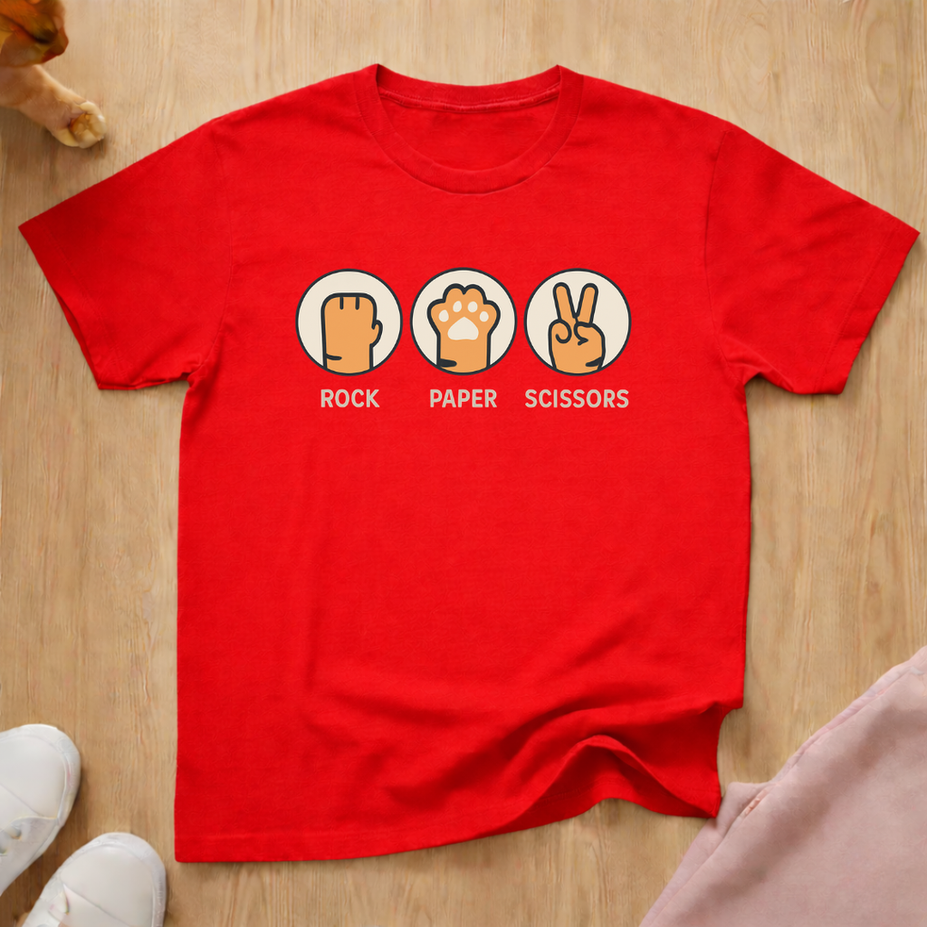 Rock Paper Scissors cat T-shirt