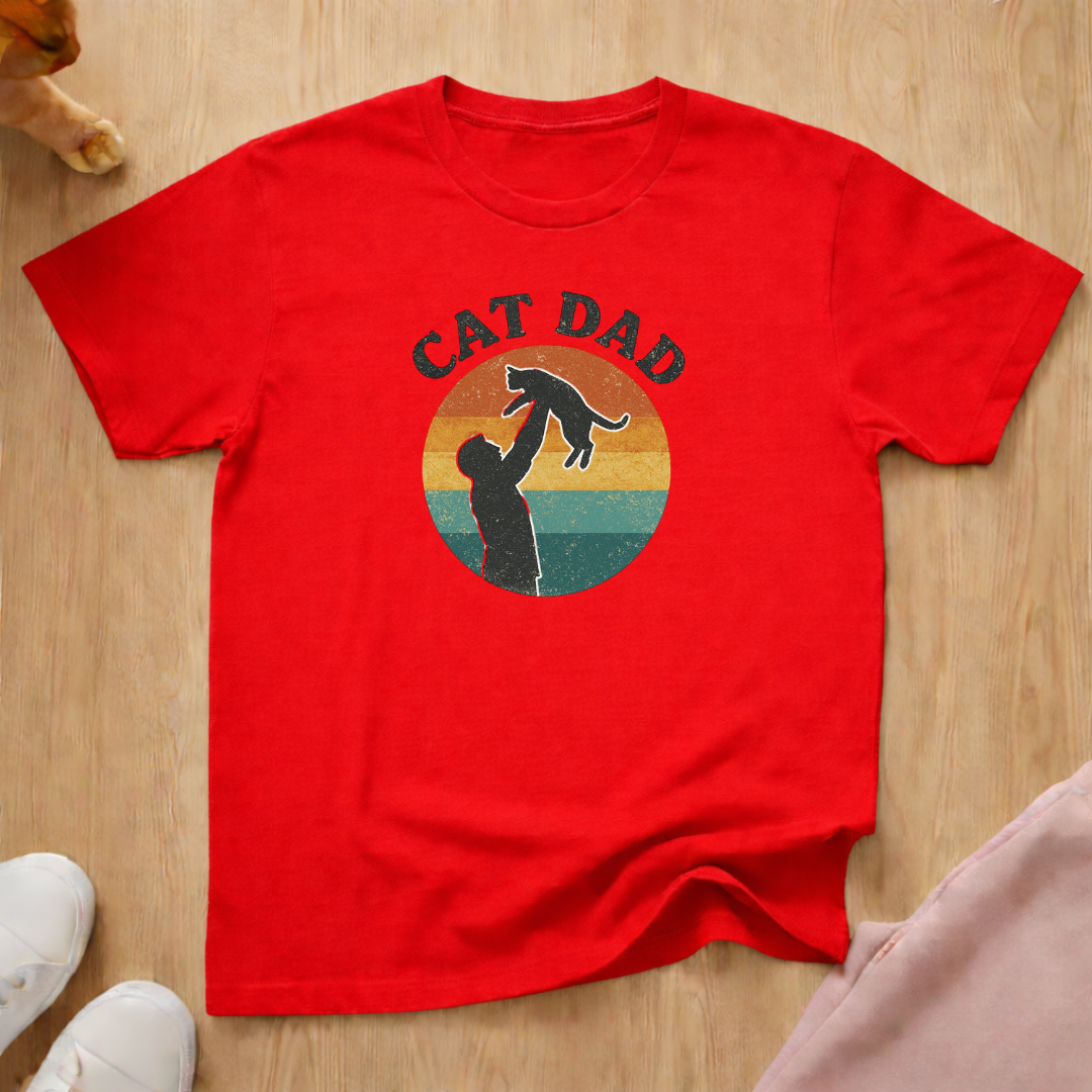 Retro cat dad cat T-shirt