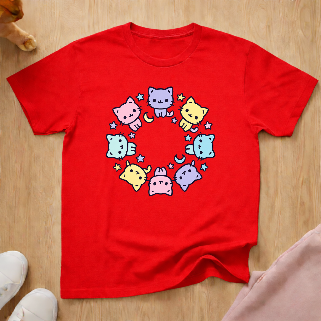 Cute cat circle cat T-shirt