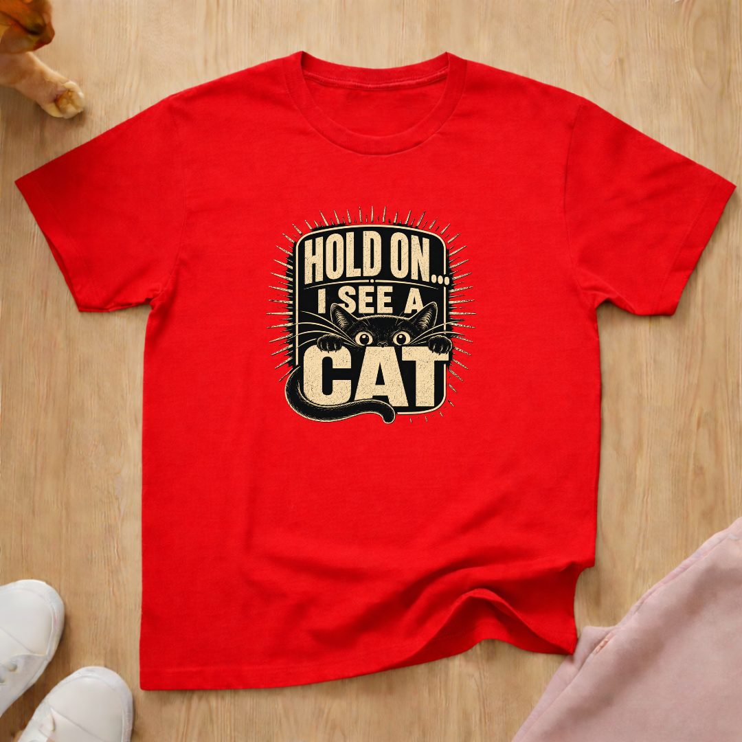 Hold on I see a cat (light) T-shirt